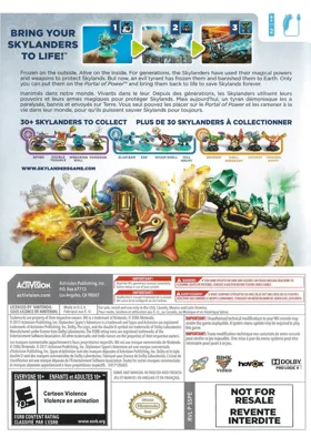 Skylanders Spyro's Adventure box cover back